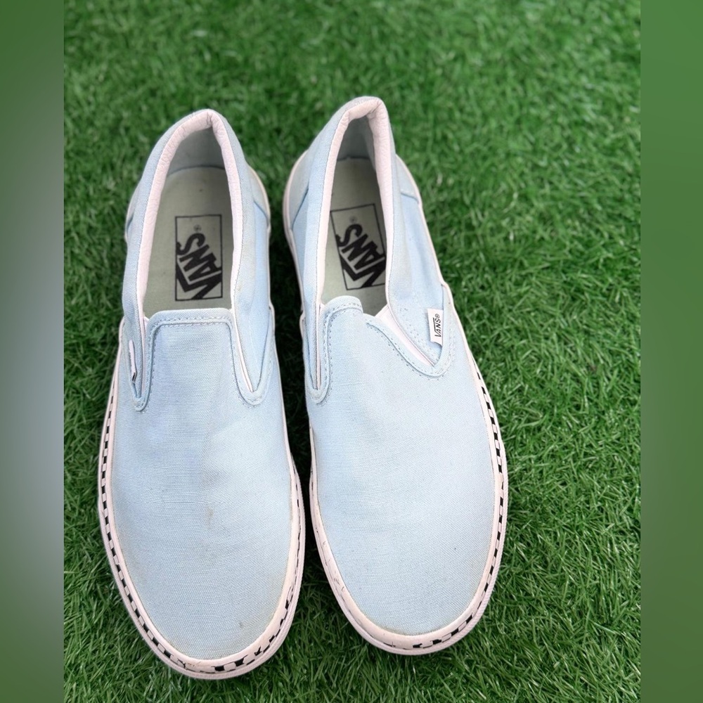 Vans Light Blue Slip-On Sneakers Size M-7.5 W-9